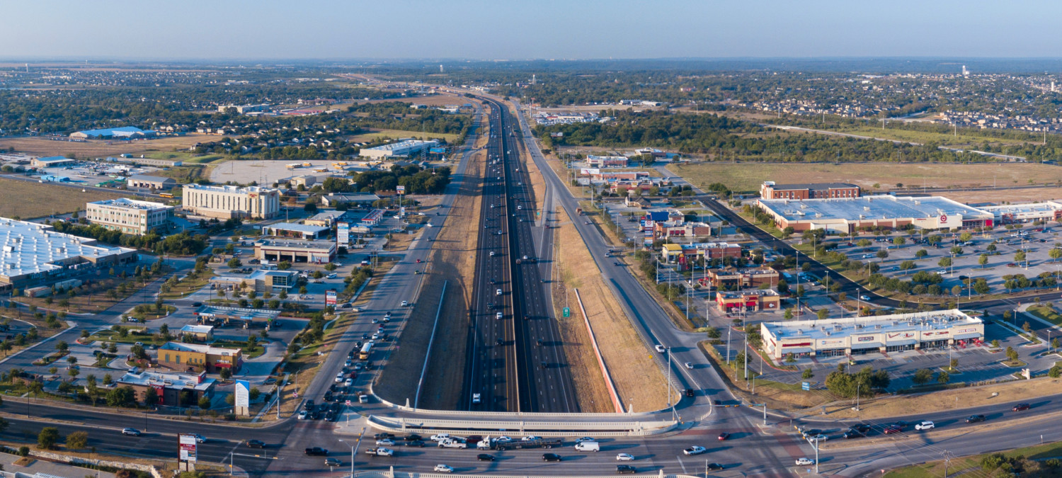 Aerial view of I35 in Kyle